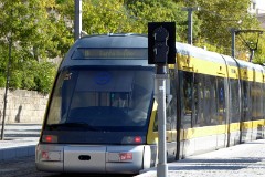 Metro do Porto Bombardier Flexity-Outlook tram (line D) at Jardim do Morro, Av. da República, 13. October 2016
