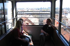 Zagreb, 13. July 2007.  In operation since 1893. Length of track 66 meter, height difference 30,5 meter which makes an inclination at 52%.Until 1934 the funicular was driven by steam engines.