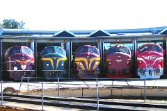 The locomotives from the original 5 countries collected in Odense 14. August 2004. From left to right Denmark, DSB MY 1101, Belgium, SNCB 202.020, Luxembourg CFL 1604, Norway, NSB Di3 616 and Hungary, MAV M61 017.
