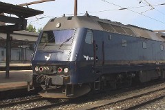 DSB ME 1505 photographed in Roskilde 4. August 2007.  The ME class was built by Henchel in Germany in a number of 37. It was put in service in 1981 - 1985. CO-CO. GM diesel engine 16. cyl. 3.300 hp. Max speed 175 km/h - 109 mph. Length 21 000 mm. Weight 115 metric tonnes. ME 1505 was put in service in 1981.
