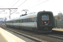 DSB IR4 2005 trainset photographed in Aarup 17. March 2006.  The IR4 was built by ABB Scandia in Denmark. Each unit consists of 3 coaches. Built in a number of 44 trainsets. The trainsets were put in service in 1989 - 1998. 4 electric engines of 420 kW per trainset. Max speed 180 km/h - 112 mph. Length 76 530 mm. Weight 133 metric tonnes. 24/16 seats 1st class, 183/183 + 20 seats 2nd class. Up to 5 trainsets can be put together. IR4 2007 was put in service in 1993.