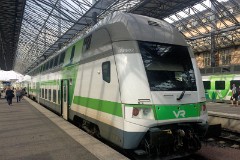 VR (Suomen Valtion Rautatiet/Finnish Raiways) class Sm4 photographed at Helsinki Central Station, 30. June 2016.  Built by CAF, Fiat Ferroviaria, Alstom from 1999 to 2005. Maximum speed 160 km/h.