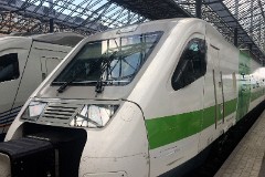 VR (Suomen Valtion Rautatiet) class Sm3 Pendolino photographed at Helsinki Central Station, 30. June 2016.  Biult by FIAT Ferroviaria, Rautaruukki-Transtech from 1992 to 2006. Maximum speed 220 km/h.