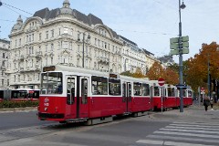 Typ E, 4050 mit Beiwagen 1450 am Stubenring / Weiskirchnerstraße, 28. October 2016