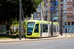 tdm (Tranvia de Murcia) Citadis 302, Murcia, Plaza Circular, 22. June 2015.  Delivered 2007 to 2011 (ex Madrid). Manufacturer: Alstom. Quantity in Murcia: 11.