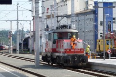ÔBB 1163 008-4, Salzburg Hauptbahnhof, 24. July 2014.  These Locomotves are built in 1991 in a number of 20 and has e max speed of 120 km/h - 75 mph.