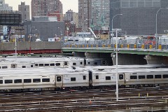 LIRR trains (Long Island Rail Road), West Side Yard, Manhattan, New York City, 29. November 2014