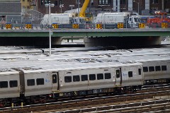 LIRR trains (Long Island Rail Road), West Side Yard, Manhattan, New York City, 29. November 2014