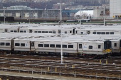 LIRR trains (Long Island Rail Road), West Side Yard, Manhattan, New York City, 29. November 2014