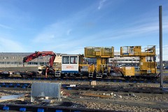 Work train from Alpiq photographed in Skejby, Aarhus 22. December 2016. A new light rail system is under construction in the region of Aarhus. The new tram line is supposed to be ready for operation in 2017.
