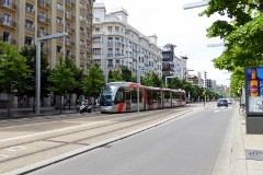 Tranvia Zaragoza, Urbus 3 photographed in Zaragoza, 15. June 2015. Delivered 2010 - 2012. Manufacturer: CAF. Quantity in Zaragoza: 21.