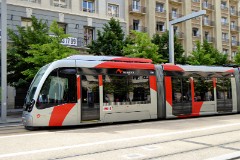 Tranvia Zaragoza, Urbus 3 photographed in Zaragoza, 15. June 2015. Delivered 2010 - 2012. Manufacturer: CAF. Quantity in Zaragoza: 21.