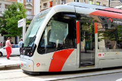Tranvia Zaragoza, Urbus 3 photographed in Zaragoza, 15. June 2015. Delivered 2010 - 2012. Manufacturer: CAF. Quantity in Zaragoza: 21.