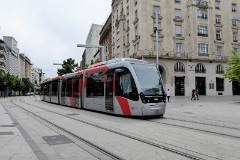 Tranvia Zaragoza, Urbus 3 photographed in Zaragoza, 15. June 2015. Delivered 2010 - 2012. Manufacturer: CAF. Quantity in Zaragoza: 21.