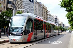 Tranvia Zaragoza, Urbus 3 photographed in Zaragoza, 15. June 2015. Delivered 2010 - 2012. Manufacturer: CAF. Quantity in Zaragoza: 21.