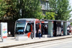 Tranvia Zaragoza, Urbus 3 photographed in Zaragoza, 15. June 2015. Delivered 2010 - 2012. Manufacturer: CAF. Quantity in Zaragoza: 21.