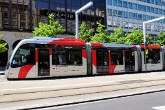 Tranvia Zaragoza, Urbus 3 photographed in Zaragoza, 16. June 2015. Delivered 2010 - 2012. Manufacturer: CAF. Quantity in Zaragoza: 21.