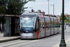 Tranvia Zaragoza, Urbus 3 photographed in Zaragoza, 31. May 2016. Delivered 2010 - 2012. Manufacturer: CAF. Quantity in Zaragoza: 21.