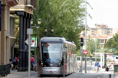 Tranvia Zaragoza, Urbus 3 photographed in Zaragoza, 31. May 2016. Delivered 2010 - 2012. Manufacturer: CAF. Quantity in Zaragoza: 21.