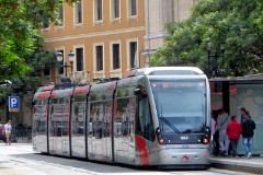 Tranvia Zaragoza, Urbus 3 photographed in Zaragoza, 31. May 2016. Delivered 2010 - 2012. Manufacturer: CAF. Quantity in Zaragoza: 21.