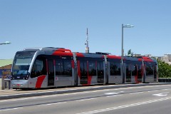 Tranvia Zaragoza, Urbus 3 photographed in Zaragoza, 1. June 2016. Delivered 2010 - 2012. Manufacturer: CAF. Quantity in Zaragoza: 21.