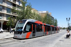 Tranvia Zaragoza, Urbus 3 photographed in Zaragoza, 2. June 2016. Delivered 2010 - 2012. Manufacturer: CAF. Quantity in Zaragoza: 21.
