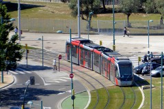 Tranvia Zaragoza, Urbus 3 photographed in Zaragoza, 2. June 2016. Delivered 2010 - 2012. Manufacturer: CAF. Quantity in Zaragoza: 21.